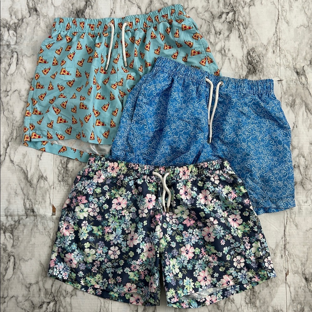 Kennedy | men’s size medium Babe Catcher Swim Trunks lot of 3  floral, pizza
